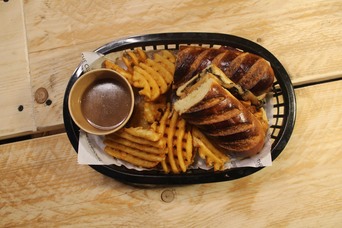 a plate of food with a fork and knife