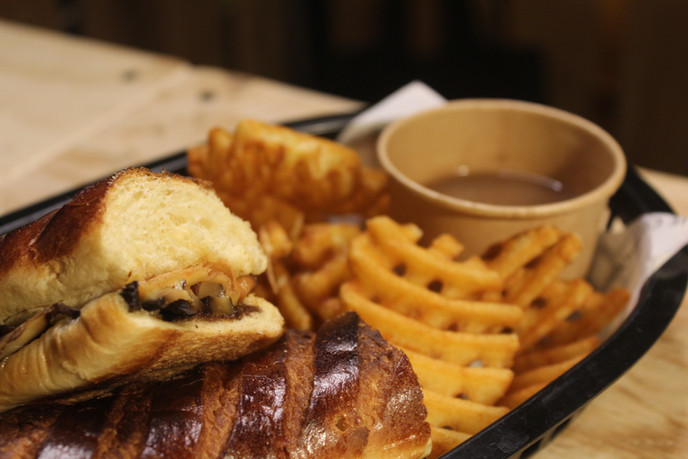 a close up of food on a table