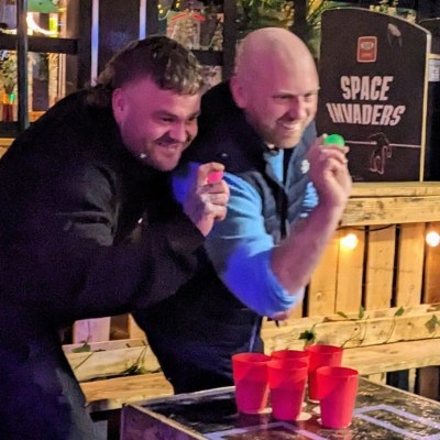 people playing beer pong