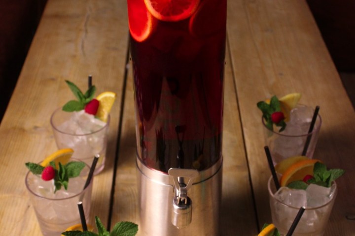 a blender sitting on top of a wooden table