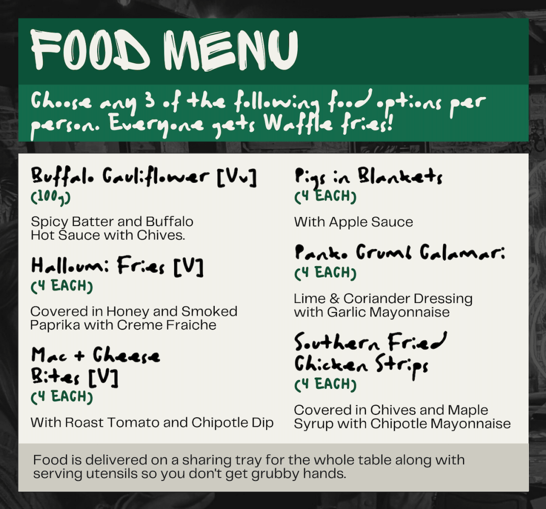 Bottomless Brunch Food Menu